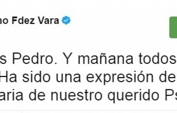 Vara felicita a Pedro Sánchez por su victoria en las primarias del PSOE: "Mañana todos a ayudarte"