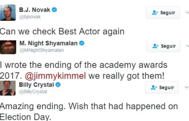 'Moonlight' se alza finalmente como la Mejor película, el momento más comentado en Twitter de la gala de los Oscar