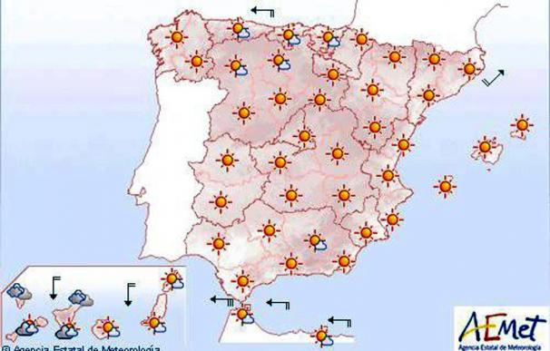 Mañana, predominio de cielo despejado en toda la península y Baleares
