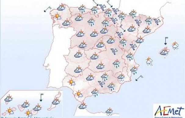 Precipitaciones moderadas, localmente persistentes en Valencia y Murcia