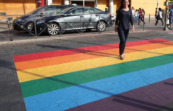El Ayuntamiento pinta la bandera arcoíris en el suelo de varias calles emulando un paso de peatones