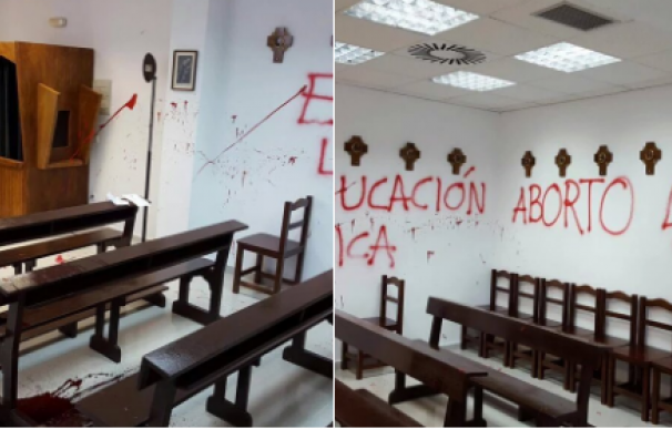 Aparecen pintadas a favor del aborto dentro de la capilla de la Autónoma