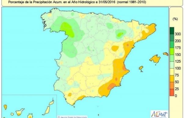 La media de lluvias acumuladas en España desde octubre se mantiene en el 5% por encima de lo normal