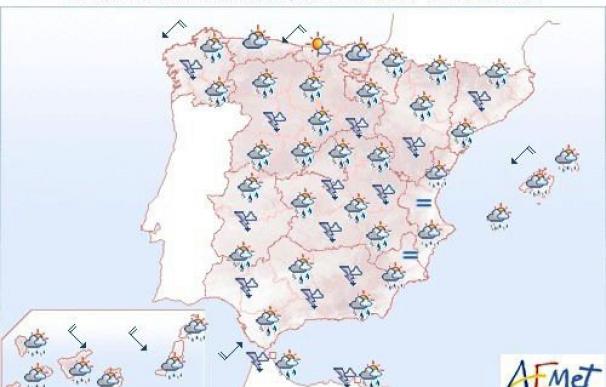 Chubascos localmente fuertes en Extremadura, Andalucía y Sistema Central