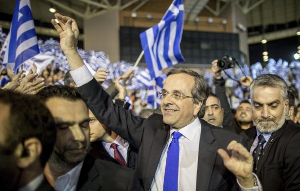 Samaras, en un acto de campaña de su partido, Nueva Democracia.