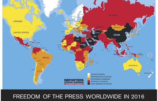 España, en el puesto 34 de 180 países en la Clasificación Mundial de la Libertad de Prensa 2016 de RSF