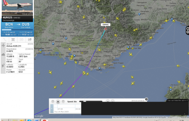 El avión supuestamente siniestrado en los Alpes franceses