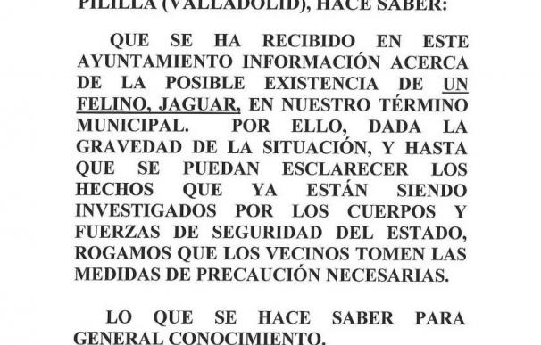 Subdelegación del Gobierno de Valladolid desmiente que exista un jaguar suelto en el término de Montemayor de Pinilla