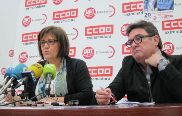 CCOO y UGT retoman las protestas en Extremadura para exigir empleo y salario "dignos" a Gobierno y patronal