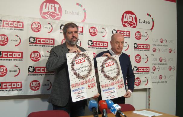 CC.OO. y UGT Euskadi se concentraran el domingo contra "el encarecimiento de la vida y la precariedad"