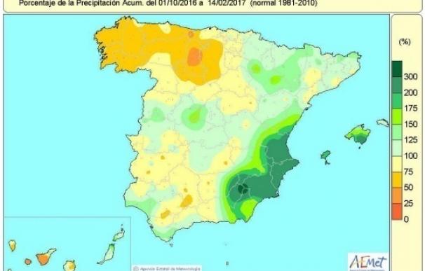 El déficit de lluvias en España baja del 12 al 4 por ciento en una semana