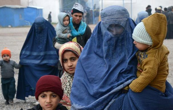 Mujeres afganas desplazadas en un centro de la ONU en Pakistán