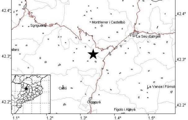 Un seísmo de 3,3 sacude la comarca del Alt Urgell (Lleida) sin causar daños