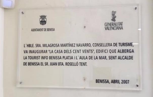 Benissa (Alicante) retirará una placa dedicada a Milagrosa Martínez tras ser condenada a nueve años de prisión