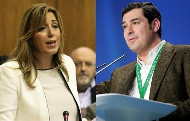 La presidenta de la Junta de Andalucía, Susana Díaz y el candidato del PP-A, Juanma Moreno Bonilla