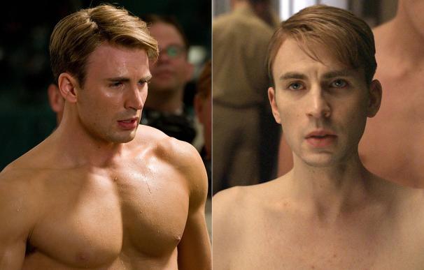 Chris Evans, el Capitán América, antes y después de su transformación