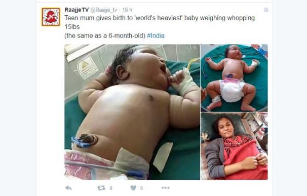 Nace en la India la niña más grande del mundo con casi 7 kilos de peso