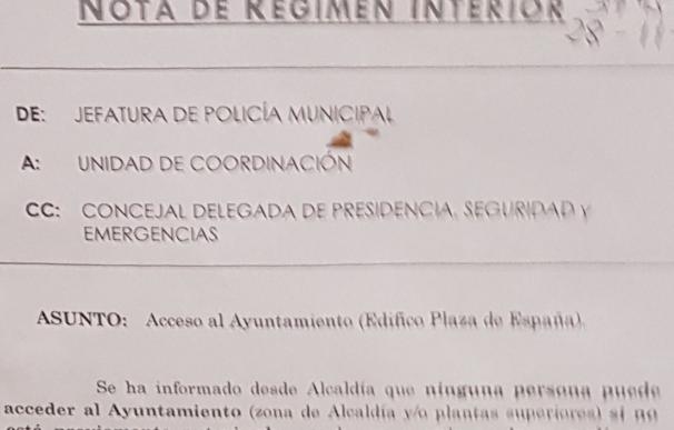 Ayuntamiento prohíbe entrar a la oposición cuando "no haya nadie en Secretaría", salvo autorización expresa