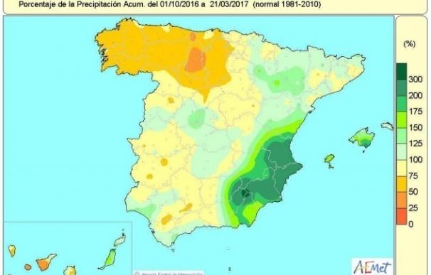 Las lluvias acumuladas no llegan al 75% de lo normal en Asturias desde el comienzo del año hidrológico, según la AEMET