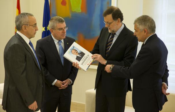 Mariano Rajoy recibe en La Moncloa a Thomas Bach, Alejandro Blanco y Juan Antonio Samaranch