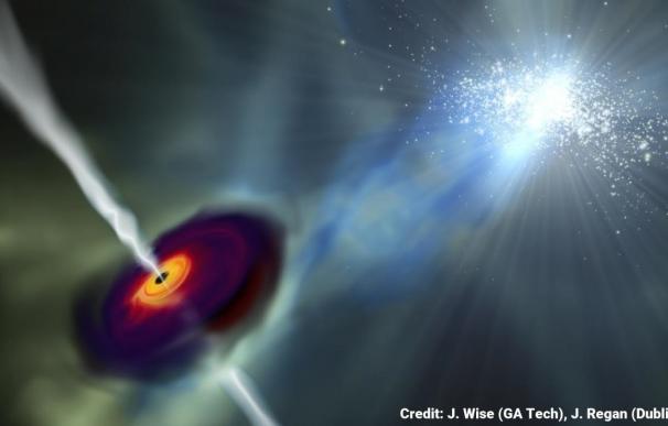 La radiación de las galaxias cercanas ayudó a alimentar los primeros agujeros negros, según un estudio