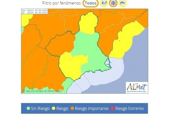 Meteorología mantiene todos sus avisos para este lunes y añade aviso amarillo por lluvias en el Altiplano