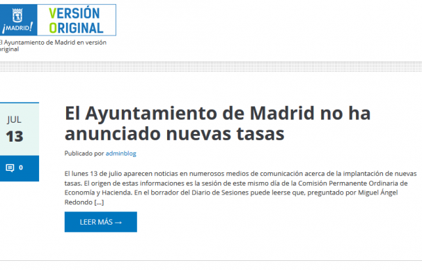 La web Version Original del ayuntamiento de Madrid