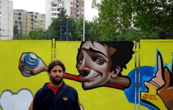 "Belin" hace un grafiti en Zagreb con motivo del Día de Europa