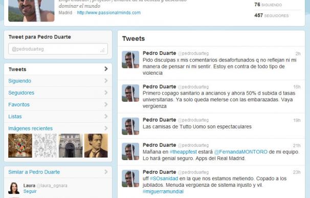 Página de Twitter de Pedro Duarte
