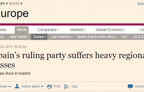 Financial Times: 'El partido dirigente en España sufre duras pérdidas regionales'