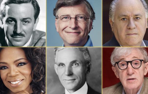 Walt Disney, Bill Gates, Amancio Ortega, Oprah Winfrey, Henry Ford y Woody Allen.