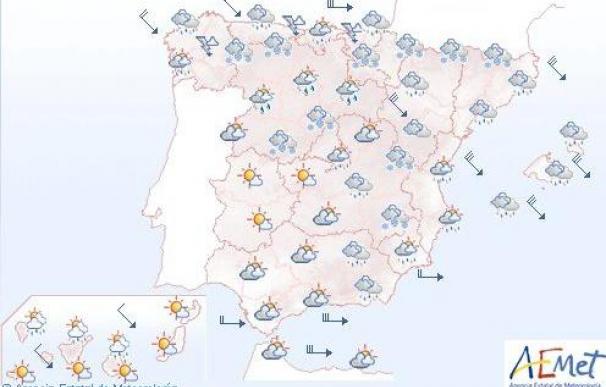 Rachas de viento fuerte en Andalucía y nieve a 700 metros en el norte