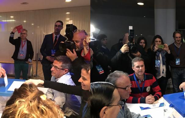 Diego y Buruaga votan entre bromas y guiños a los miembros de las mesas del Congreso del PP