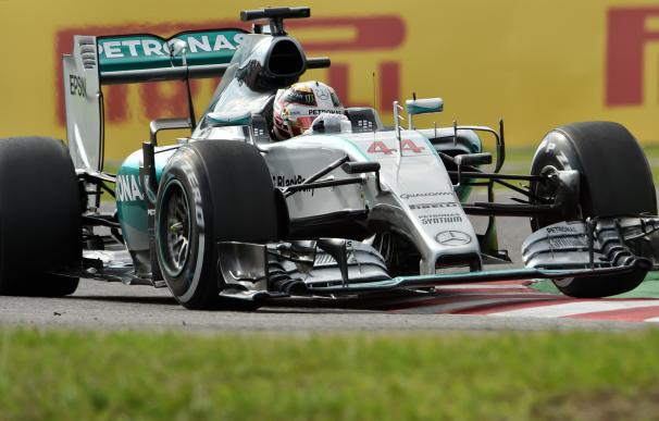 Mercedes driver Lewis Hamilton of Britain drives h