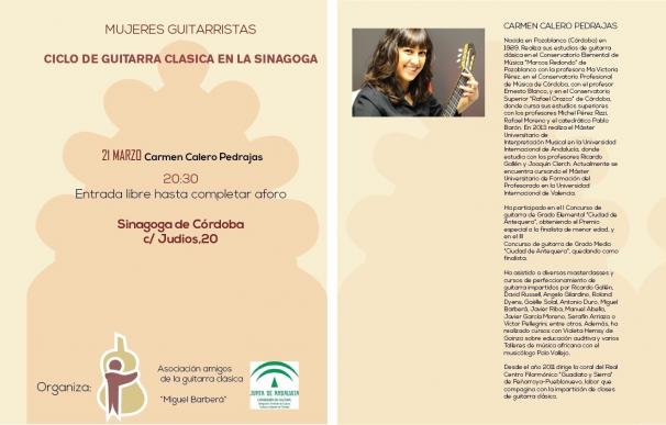 Carmen Calero abre este martes el ciclo 'Mujeres guitarristas' en la Sinagoga