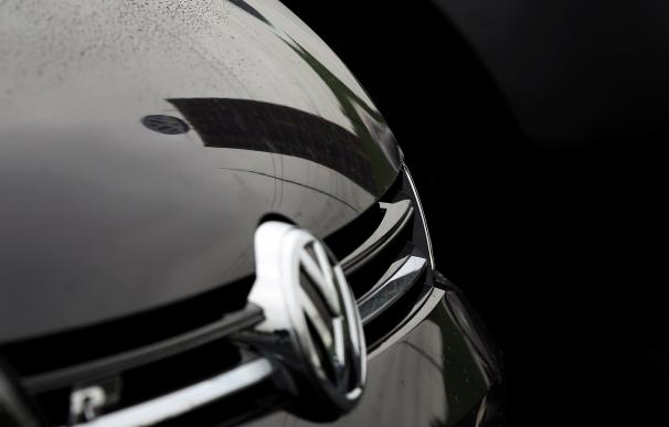 The logo of German car-maker Volkswagen reflects o