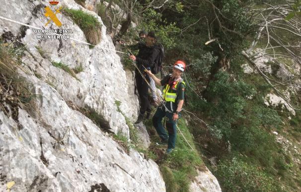 Rescatados dos montañeros del Desfiladero de la Hermida al no poder salir de una pared vertical