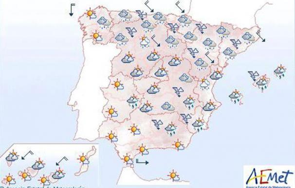 Lluvias generalizadas, localmente fuertes en Cataluña, Huesca y Sistema Ibérico