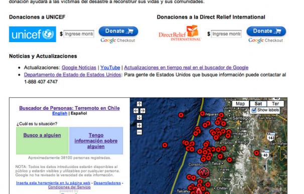 Google ofrece un servicio para la localización de víctimas del terremoto de Chile