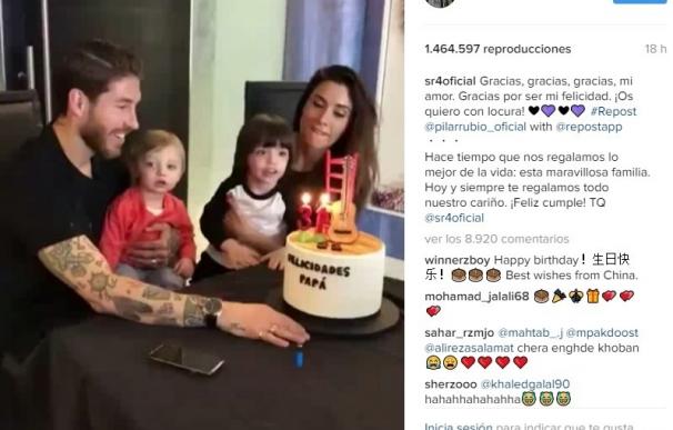 Sergio Ramos presume de hijos en un vídeo felicitándole por su cumpleaños