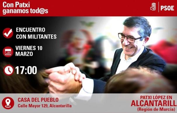 Patxi López presenta este viernes y sábado en Murcia su proyecto para liderar el PSOE