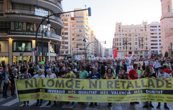 La Marea Verde reivindica en València un pacto educativo, una nueva ley y dice "no" a la Lomce y a los recortes
