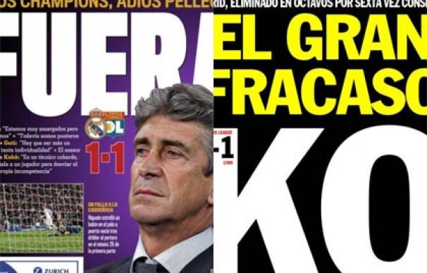 La eliminación del Real Madrid en Champions monopoliza la prensa deportiva