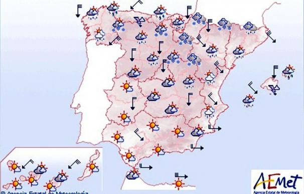 Lluvia y viento fuerte en el norte peninsular y Baleares