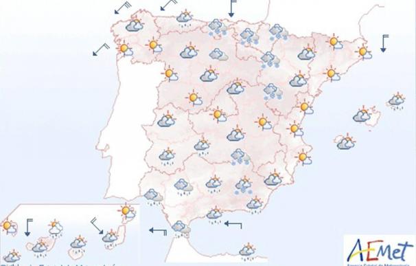 Nevadas en el Cantábrico oriental y alto Ebro y temperaturas en ascenso
