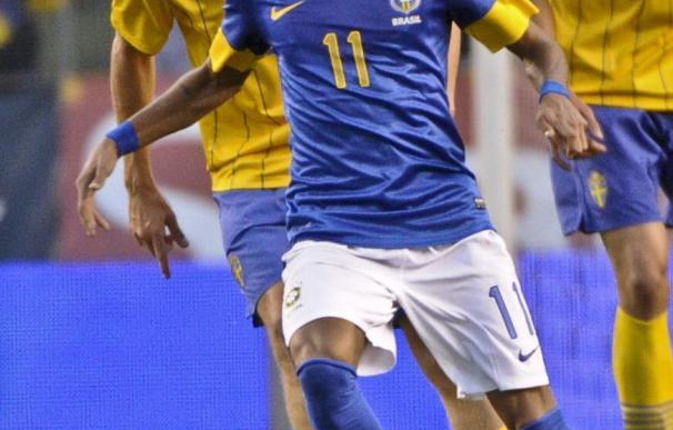 Neymar, durante el encuentro contra Suecia