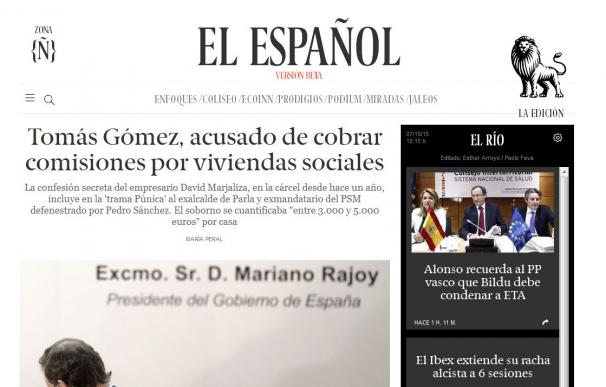 Página principal de 'El Español', que se ha estrenado hoy para suscriptores