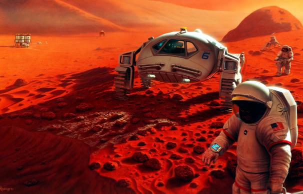 Recreación de la llegada del hombre a Marte. (NASA)