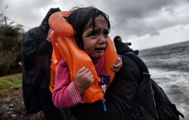 Refugiados llegando a Lesbos
