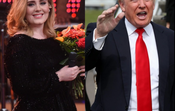 La cantante Adele (izquierda) y el candidato republicano Donald Trump (derecha)